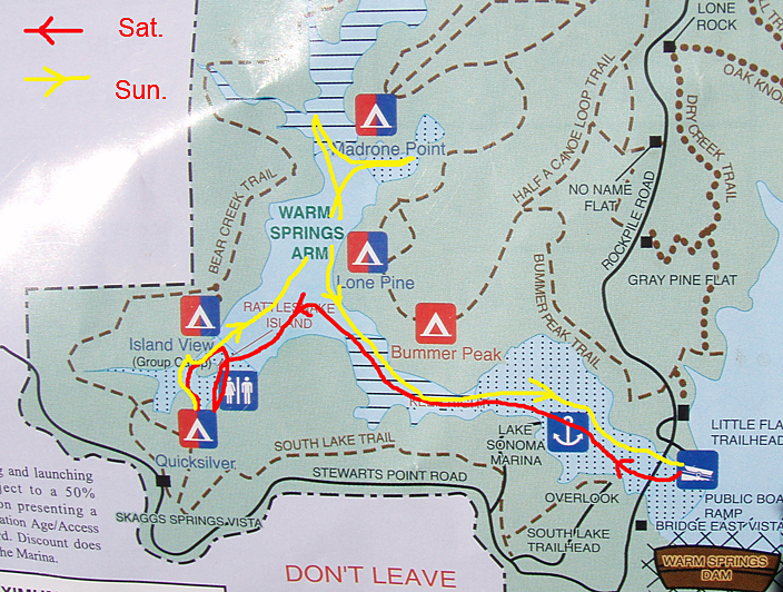 Map of Lake Sonoma SE end